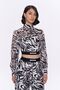Zebra Patterned Tulle Blouse with Elastic Waist Black