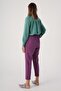 Dark Purple Pocket Elastic Waist Trousers - 3
