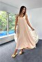 Ayrobin Fabric Long Beige dress with Adjustable Straps - 7