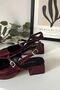 Burgundy Patent Leather Women’s Mary Janes with Open Heel, Square Toe, Short Block Heel Shoes - 8