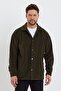 Men's Oversize Non-Pilling Cold-Proof Loose Fit Shirt Collar Khaki Fleece Cardigan Rf0312 - 4