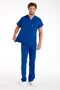 Men's Cobalt Blue Lycra Thin Fabric Scrubs Doctor Nurse Jersey Bat Sleeve Surgical Suit - 4