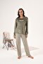 Green Striped Velvet Women's Pajama Set - Winter - 6