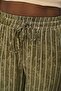 Women's Elastic Waist, Loose Legs, Striped Patterned, Khaki Color Pants - 2