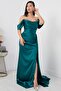 satin EveninG Dress - Chest stone DeTail, ECR5007 - 4