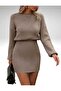 Mini Knitwear Dress Long Sleeve Crew Neck Comfortable Fit Elastic Waist Model