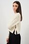 Women's Onlmanja Side Tie Crew Neck Knitted Sweater 15324444 Ecru - 3