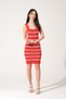 Women's Knitwear Strappy Square Neck Striped Lycra Slim Dress 90cm Pencil Dress Slim Fit - 3