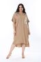 Women Plus Size Camel Hooded Knit Pocket Detail Low Sleeve Dress 65N36012