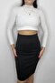 Black Lycra Steel Fabric Pencil Skirt with Elastic Waist