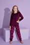 Children's Swan Patterned Long Sleeve French Velvet Fabric Winter Warm Pajamas Set - 2