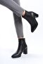 Women's Black Pointed Toe Short Boots - 2