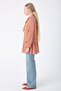 Ecru-salmon Collared Patterned Viscose Tunic with Scarf - 3