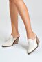 Valmine Women's Genuine Leather Western Slippers Beige