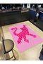 Alya Collection Pink Heart Detailed Leopard Patterned Woven Base Modern Decorative Carpet Alya10