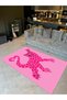 Alya Collection Pink Heart Detailed Leopard Patterned Woven Base Modern Decorative Carpet Alya10 - 2
