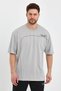 Men's Oversize 100% Cotton Loose Wide Cut Crew Neck Soft Textured Ice Gray T-Shirt with Stitching Detail