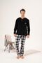 Men's Winter Buttoned Collar Checked Bottom Fleece Pajama Set - 4