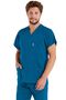 Men's Petrol Green Lycra Thin Fabric Scrubs Doctor Nurse Jersey Bat Sleeve Surgical Suit - 4