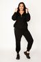 Women's Large Size Black Pearl Detailed Hooded Tracksuit 65n30435 - 5