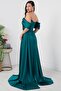 satin EveninG Dress - Chest stone DeTail, ECR5007 - 5
