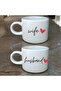 Custom Designed Double Porcelain Coffee Cup Set with "Wife" and "Husband" Engraving - 2
