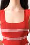 Women's Knitwear Strappy Square Neck Striped Lycra Slim Dress 90cm Pencil Dress Slim Fit - 8