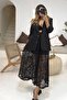 Black Lace Midi Skirt - Elastic Waist