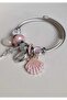 Pink Seashell Cross Bracelet Silver - 8
