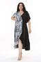 Women's Plus Size Navy Blue Wrap Collar Elastic Waist Short Sleeve Garnished Dress 65N38190 - 5