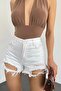 Women's White Washed Laser Ripped Mini Denim Shorts Bcdf- 233301 - 2