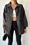 Black Denim Shirt Jacket - Double Pocket and Washable Bcdf-235403 - 3