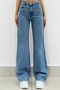 Fashion Nova Gold Lycra Loose Women's Medium Snow Blue Super High Waist Loose Leg Denim Jeans - 2
