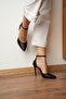 Black Stiletto with Ankle Band and Thin Heels - 3