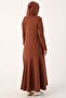 Light Brown Scoop Neck Hooded Dress - 4