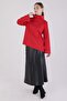 Red High Neck Scuba Blouse with Slit Sleeves