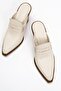 Valmine Women's Genuine Leather Western Slippers Beige - 7