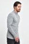 Men's Gray Half Turtleneck Non-Pilling Thick Textured Regular Fit Knitwear Sweater - 5