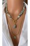 (Two) Natural Stone Green Linden Color Amazonite Stone Does Not Tarnish Italian Steel Chain Women's Necklace Design - 4