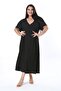 Women's Plus Size Black Wrinkled Fabric V-Neck Front Slit Dress 65N38312 - 4