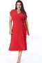 Women's Plus Size Red Wrinkled Fabric Waist Buckle Wrap Dress 65N38314 - 4