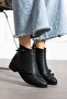 Black Skin Women's Buckle Zippered Comfortable Boots Ptk72