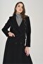 Jacket Collar Medium Length Double Breasted Coat BLACK 3910 - 7