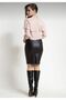 Black Faux Leather Winter Midi Leather Skirt with Inner Lining - 2