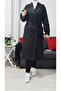 Water Repellent Black Women's Belted Fleto Pocket Trench Coat - 3