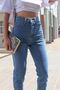 Liteon Light Blue Mom Jeans Soft Lycra High Waist Denim Trousers