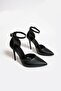 Black Stiletto with Ankle Band and Thin Heels - 5