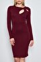 Women's Chest Drop Detailed Long Sleeve Viscose Dress - 5
