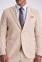 Beige Slim Fit Mono Collar Tensel Fabric Double Slit Pocket Suit - 3