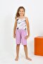 Girl's Rope Strap Shorts Combed Cotton Lilac Pajamas Set 20430 - 4